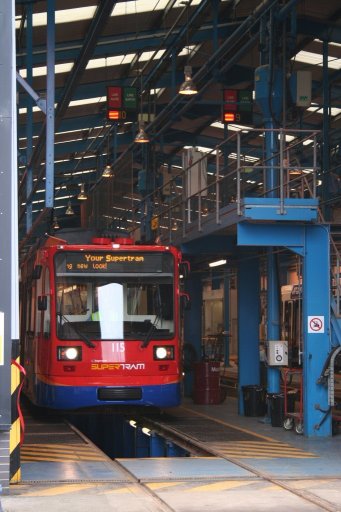 Sheffield Supertram tram new livery at Nunnery depot
