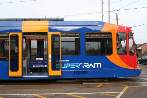 Sheffield Supertram tram 115 at Nunnery depot