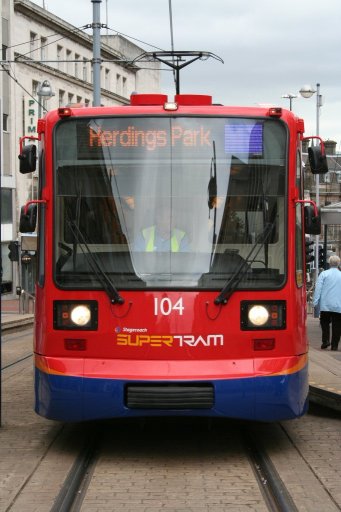 Sheffield Supertram tram 104 at Castle Square