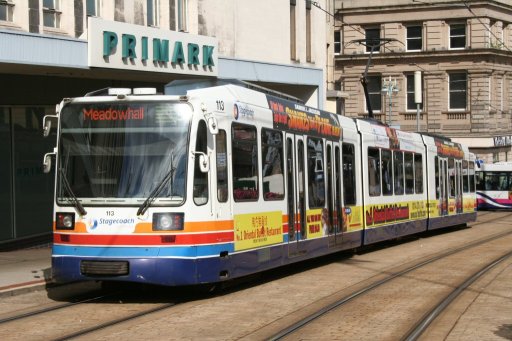 Sheffield Supertram tram 113 at High Street