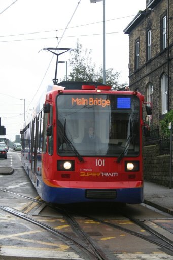 Sheffield Supertram tram 101 at Hillsborough