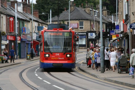 Sheffield Supertram tram 114 at Hillsborough