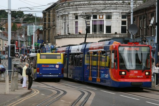 Sheffield Supertram tram 101 at Hillsborough