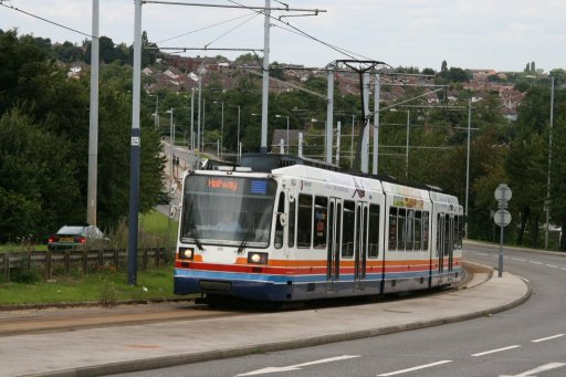 Sheffield Supertram tram 102 at Ridgeway Road